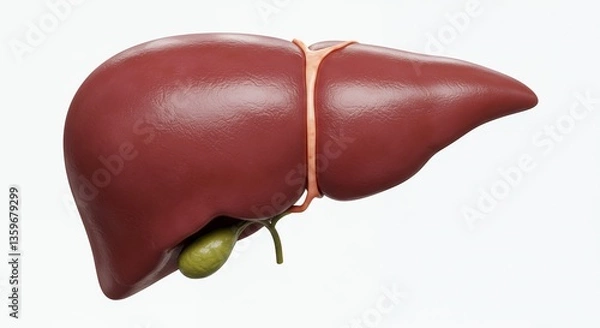 Fototapeta Detailed 3D Model of Human Liver and Gallbladder Anatomy Illustration