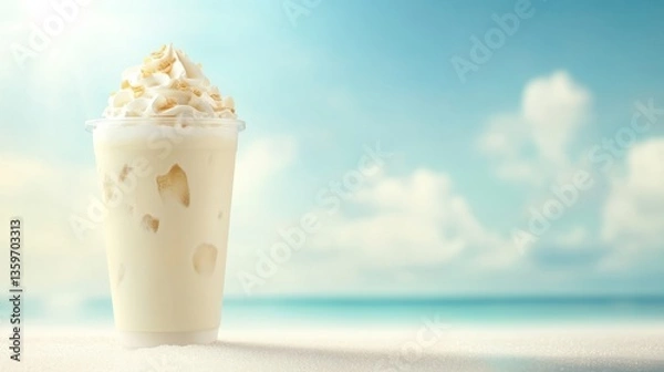 Obraz Glass of iced coffee with ice cubes, perfect for hot summer days