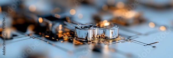 Fototapeta Close-up of Chrome-Plated Circuit Component