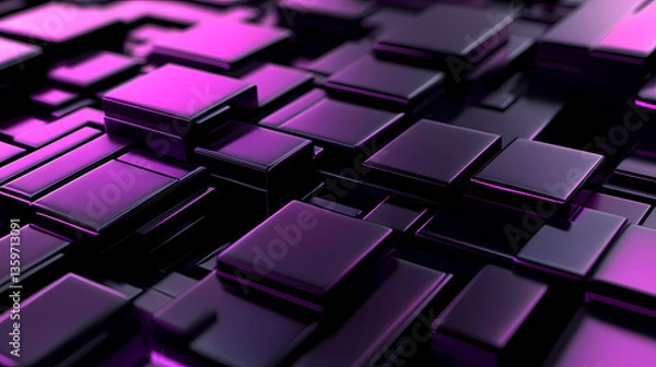 Obraz Purple and Black Cube Abstract