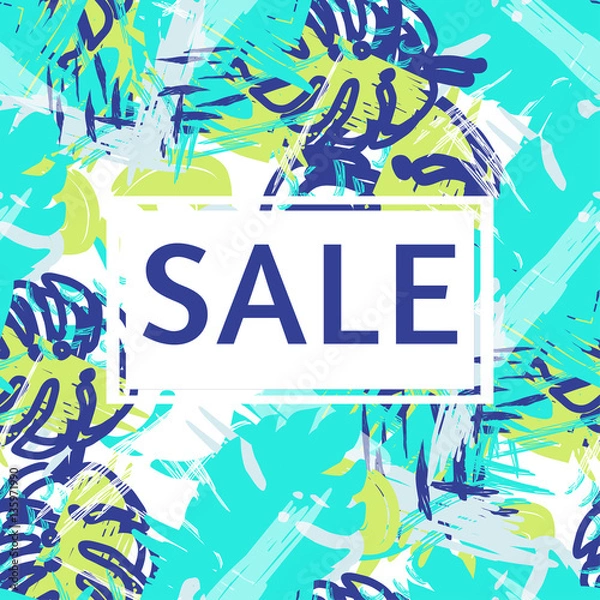Fototapeta Abstract composition in bright colors. Modern design sale poster, flyer, brochure design. Vector illustrtation.