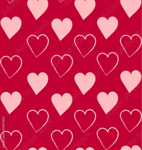 Fototapeta Vector pattern with hand drawn hearts