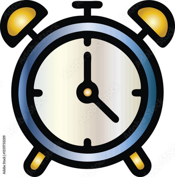 Fototapeta Gradient Analog Alarm clock, cartoon vector illustration. EPS 10