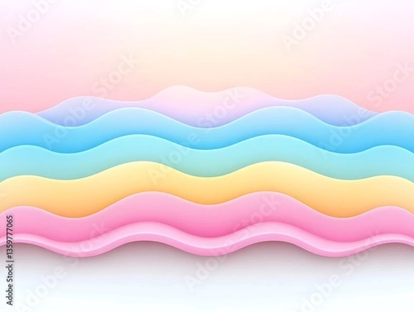 Fototapeta Pastel Wavy Layers Background with Soft Gradient and Gentle Flow Design