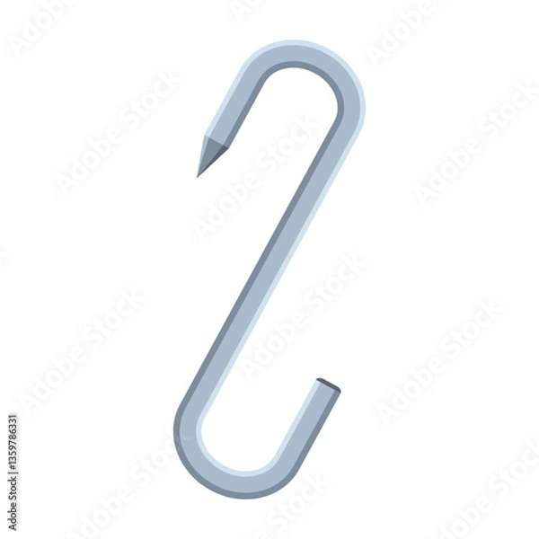 Obraz Stainless steel hooks for meat processing vector cartoon illustration isolated on a white background.