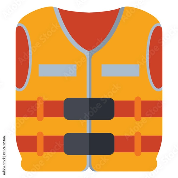 Obraz Life jacket for kids vector cartoon illustration isolated on a white background.