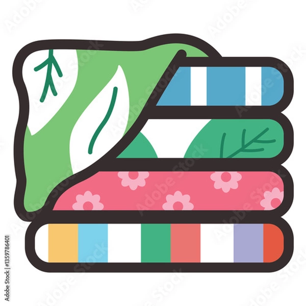 Obraz Bath and beach towels vector cartoon illustration isolated on a white background.