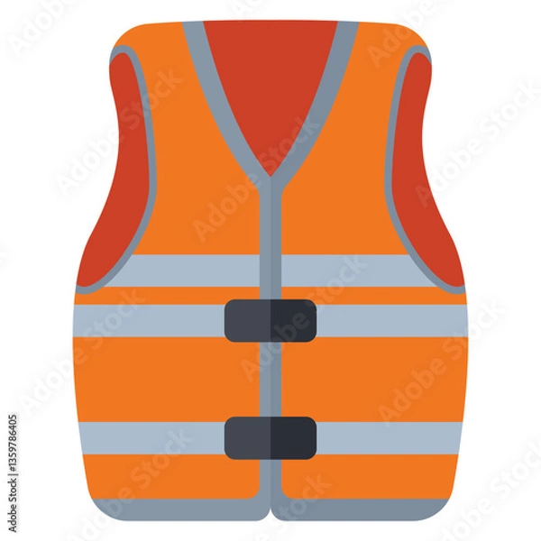 Obraz Life jacket for adults vector cartoon illustration isolated on a white background.