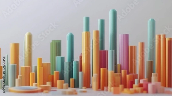 Fototapeta A printed business bar chart showing market share distribution across different sectors.