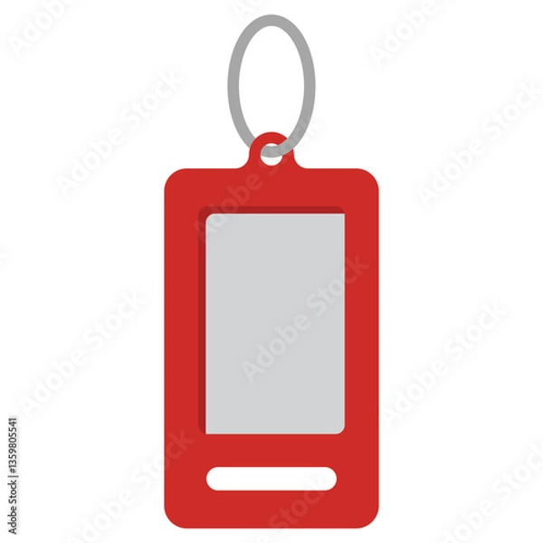Obraz Key tag with label vector cartoon illustration isolated on a white background.