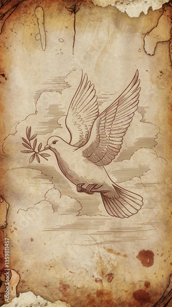 Obraz tattoo idea of a pigeon flying sketch