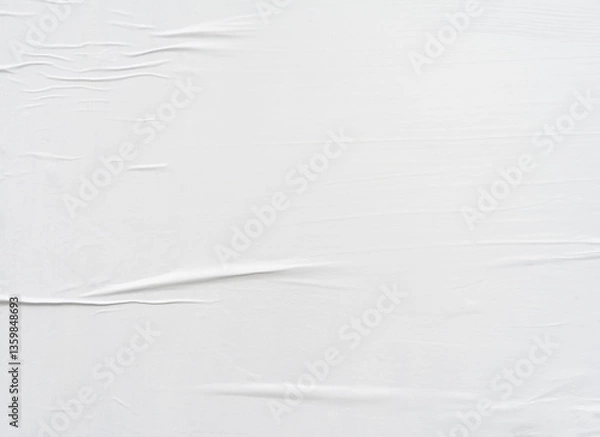 Obraz White paper texture, wet crumpled glued poster paper background