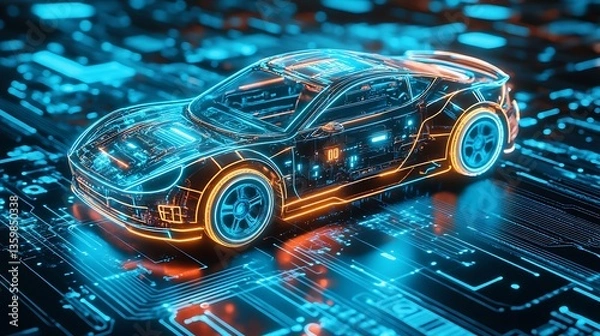 Fototapeta Modern Luxury Colored Car Race Design Concept Wallpaper Background 3d Rendering Generative Ai