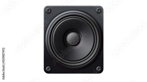 Fototapeta Sound Waves Amplified: A striking, close-up image of a powerful speaker, rendered with attention to detail, showcasing the essential components of audio technology.