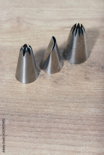Fototapeta Set of conical tips for making marshmallows. Made from stainless steel.