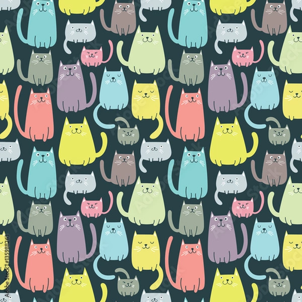 Fototapeta Cats seamless vector pattern