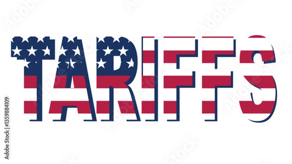 Fototapeta USA Import Tariffs Vector Illustration. Tariffs  Word with American Flag Concept Print