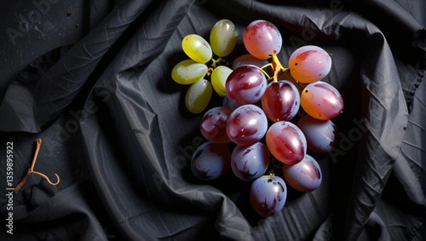 Fototapeta grappe de raisin vert et violet