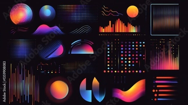 Fototapeta Vibrant Neon Geometric Abstract Design Elements