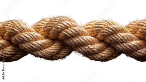 Obraz Coiled Rope: An eye-level shot of thick, textured rope, emphasizing its intricate weave, evokes feelings of strength and maritime themes.