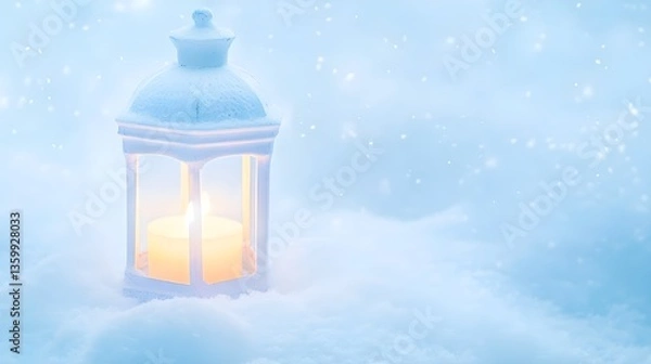 Obraz Frosted Lantern with Flickering Candle.