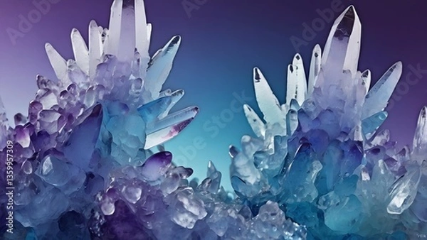 Fototapeta Crystal-Inspired Gradient Background with Amethyst and Icy Blue Tones