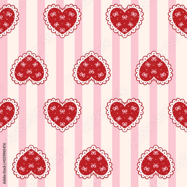 Obraz Cute heart lace seamless pattern background