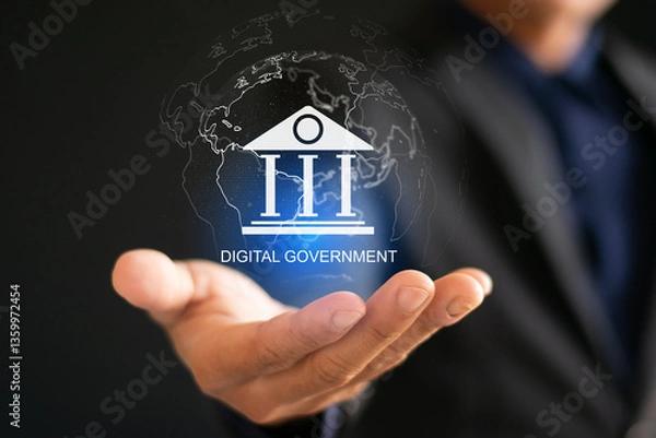 Fototapeta Modern governance technology and digital transformation of government data management and infrastructure