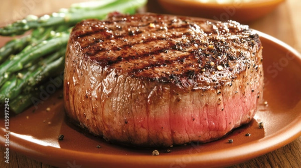 Obraz Close-up of a Juicy Grilled Steak Filet Mignon with Rare Center — Perfect for Food and Cooking Concepts