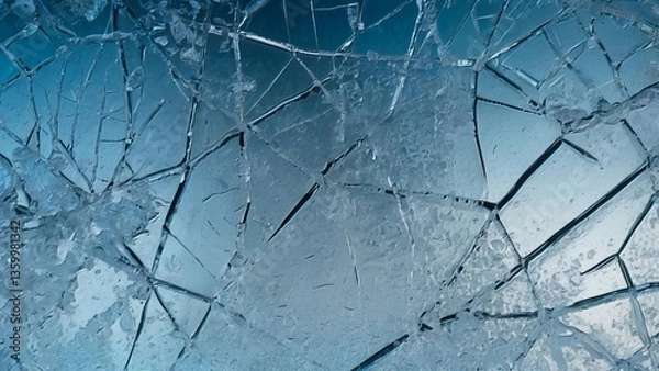 Fototapeta Cracked Ice Gradient Background with Frosty Winter Texture
