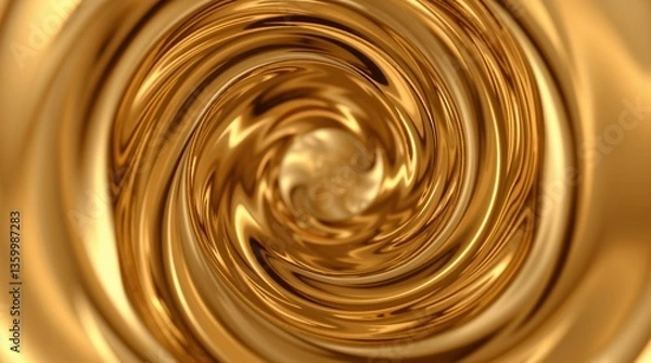 Fototapeta Swirling golden liquid creating a luxurious and dynamic spiral effect