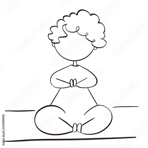 Obraz A pretty woman is sitting in a lotus position.