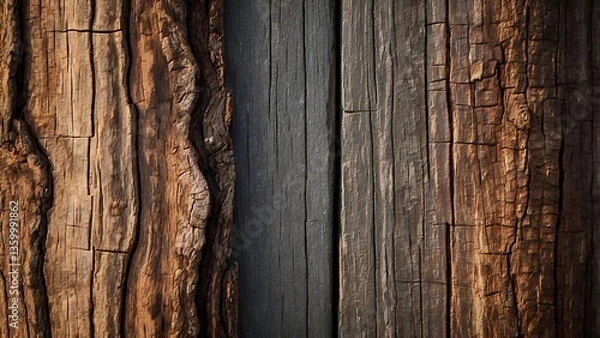 Fototapeta Ancient Tree Bark Gradient Background with Natural Rough Texture