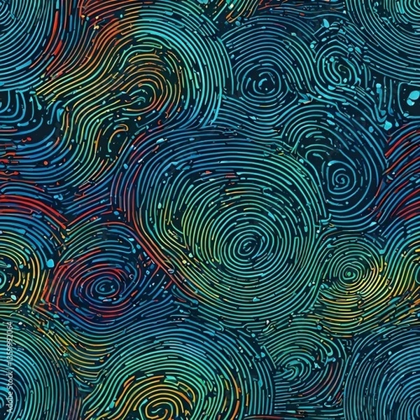Fototapeta Digital matte painting with a pattern with fingerprints in the pop art style.