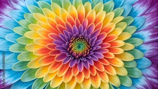 Fototapeta Vibrant Rainbow Flower Design with Colorful Petals and Patterns