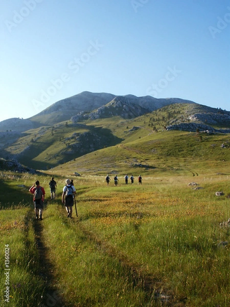 Obraz team climbing on highest croatian mountain