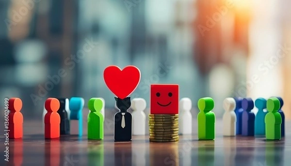 Fototapeta Business event focuses on emotions urban setting visual art engaging perspective happiness theme