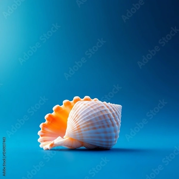 Fototapeta Colorful seashell on a blue background.