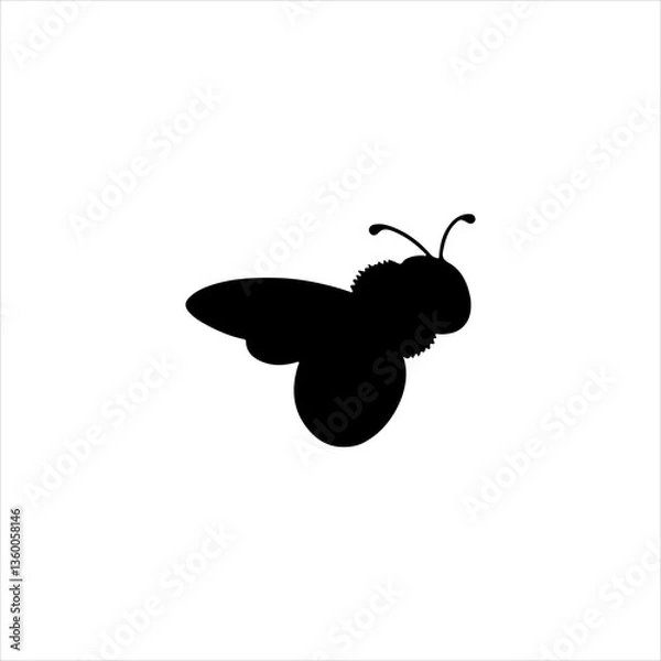 Obraz cute bee silhouette icon vector flat design.