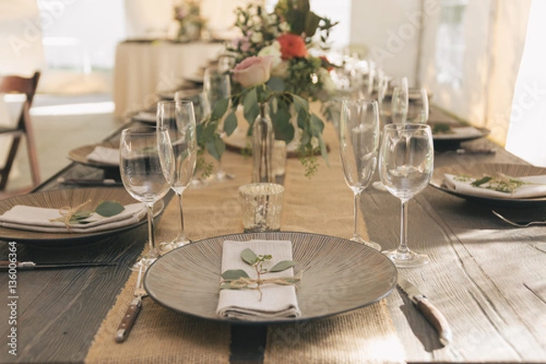Fototapeta Dinner Table at Wedding Reception
