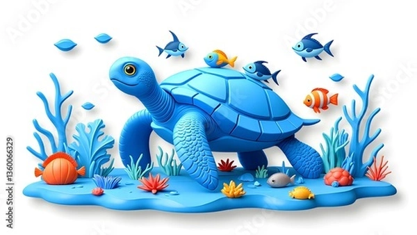 Fototapeta A wonderful journey between turtles and fish