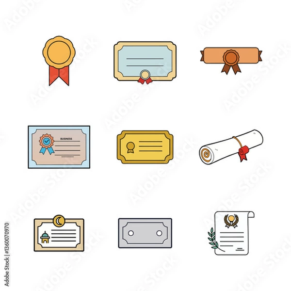 Obraz Certificate & Award Icon Bundle