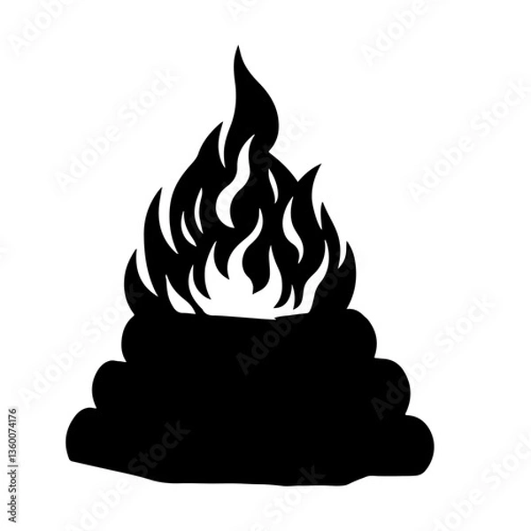 Obraz Black Bonfire  silhouette vector design.