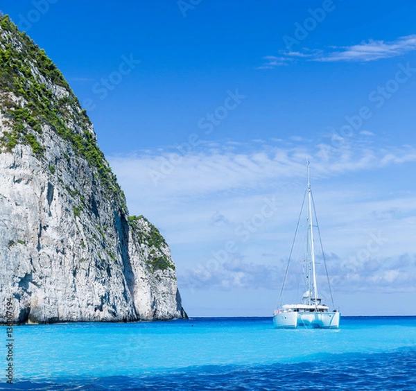 Obraz White catamaran in the Blue Lagoon