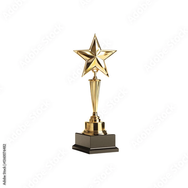 Fototapeta A shiny gold trophy featuring a star on top, symbolizing achievement and success.
