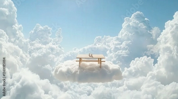 Fototapeta Picnic Table on a Cloud