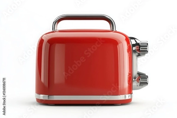 Fototapeta Compact and efficient toaster isolated on white background, perfect for quick and even toasting