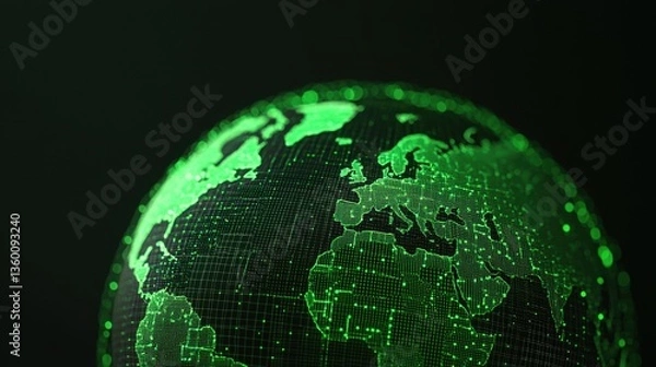 Fototapeta Conceptual Globe Made of Recycled Materials in Digital Art Style