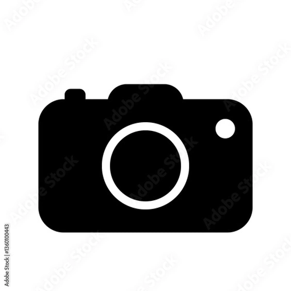 Obraz black and white camera icon, transparent background