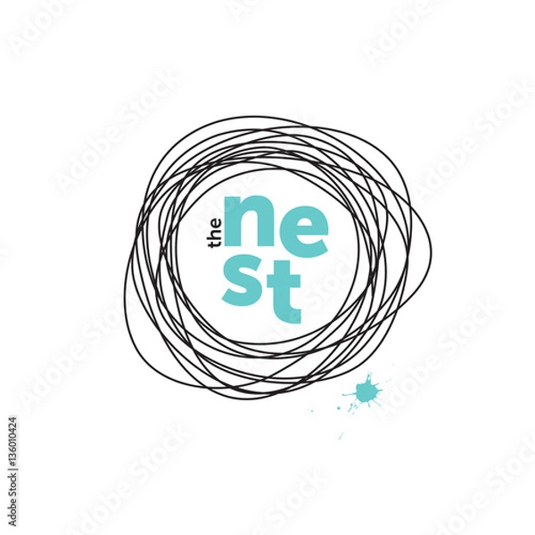 Obraz The nest creative logo. Robin eggs. Doodling